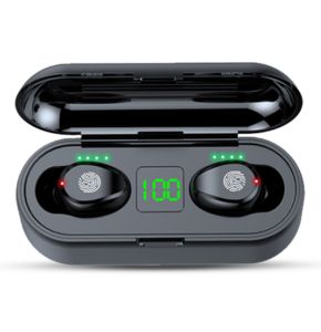 F9 TWS Bluetooth Wireless Earbud Headphone - Black