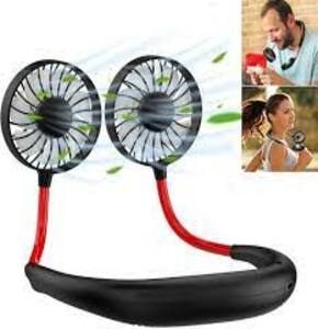 Neck Fan Portable Rechargeable AC/DC With USB - 3 Speed - Black White Green & Pink